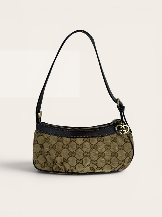 GU14👜 Gucci Mini Heart love Pochette GG Canvas (COA included)