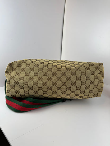 Gucci Web Flat Messenger GG Canvas Brown