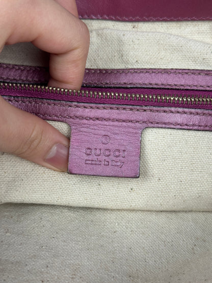 GUCCI Heart Bit Handbag with strap GG Canvas Pink