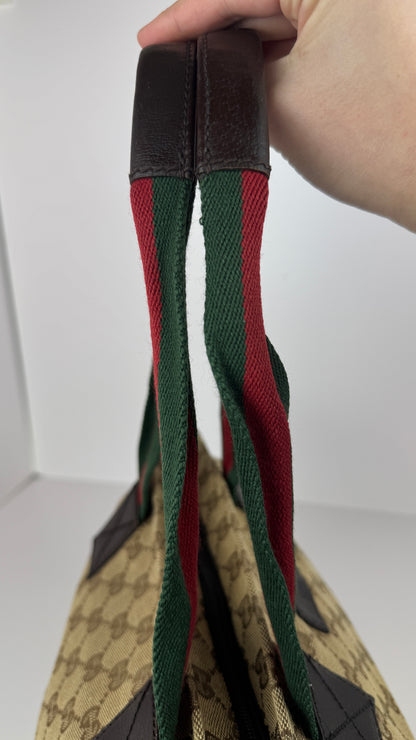 Gucci Web Zip Tote GG Canvas