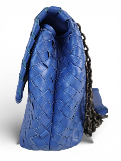 Bottega Veneta Nappa Intrecciato Large Olimpa Bag Blue