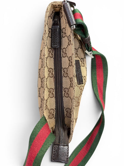 Gucci Web Strap Crossbody GG Canvas Brown