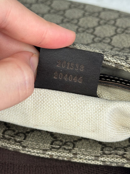 GUCCI Flat Mini Crossbody GG Supreme Coated canvas Brown