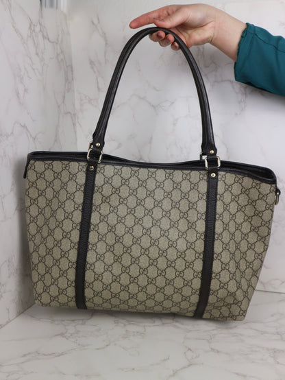 Gucci Shopping Tote Medium GG Supreme Coated Canvas Dark Brown