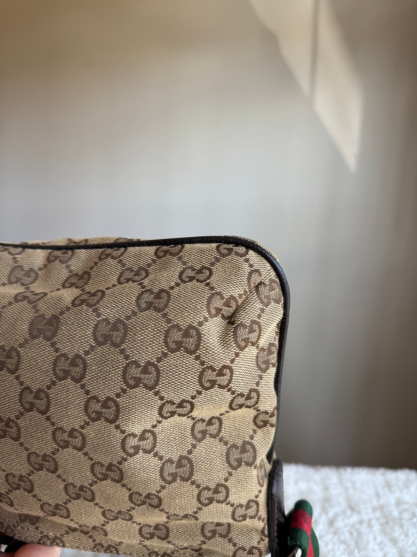 GUCCI Web Strap Camera GG Canvas Brown