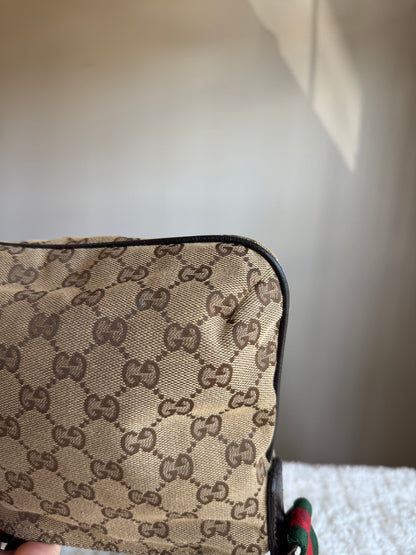 GUCCI Web Strap Camera GG Canvas Brown