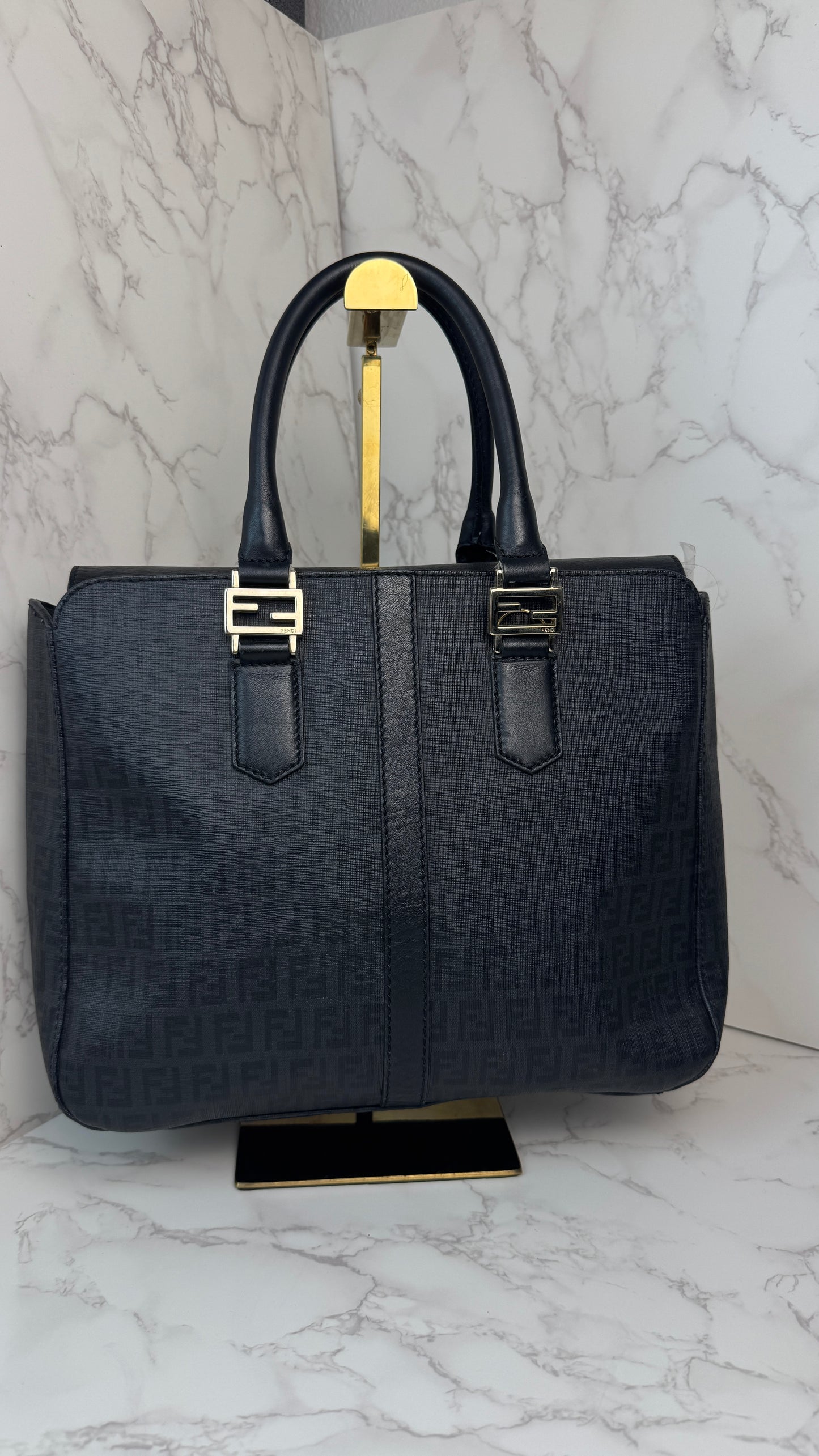 Fendi Zucca Canvas Top Handle Tote Bag