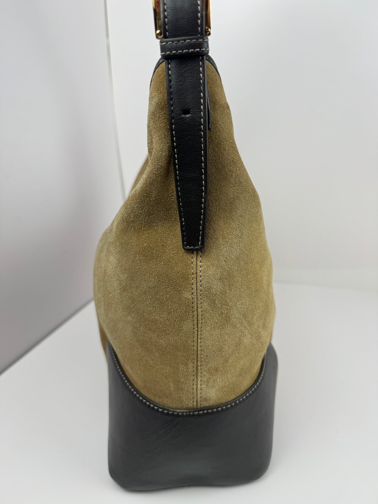 Loewe Anagram Shoulder Suede Leather Bag