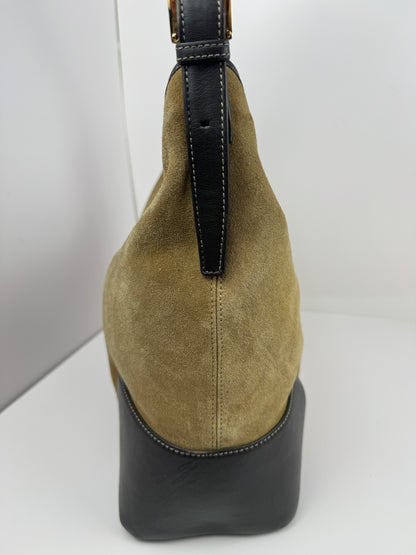 Loewe Anagram Shoulder Suede Leather Bag