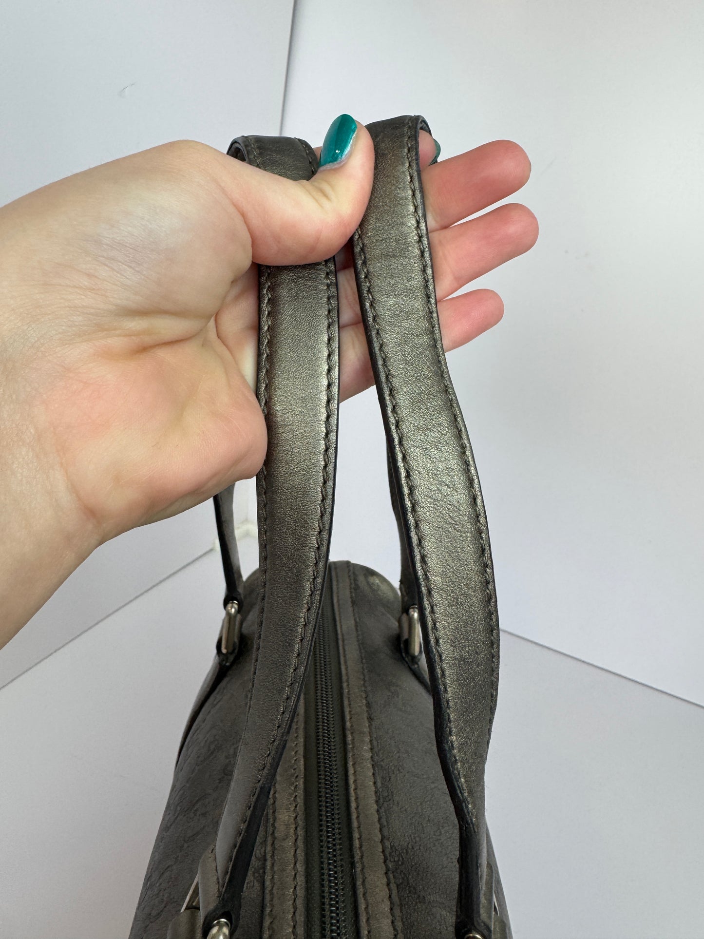 Gucci Boston Embossed Leather Monogram Grey