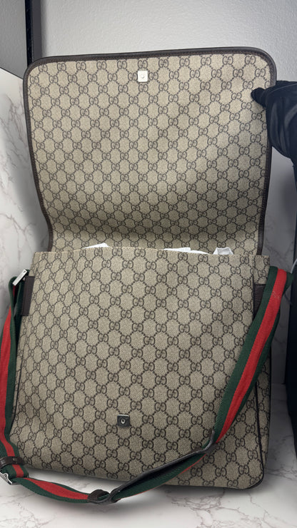 Gucci Messenger Web Strap Coated Canvas Bag