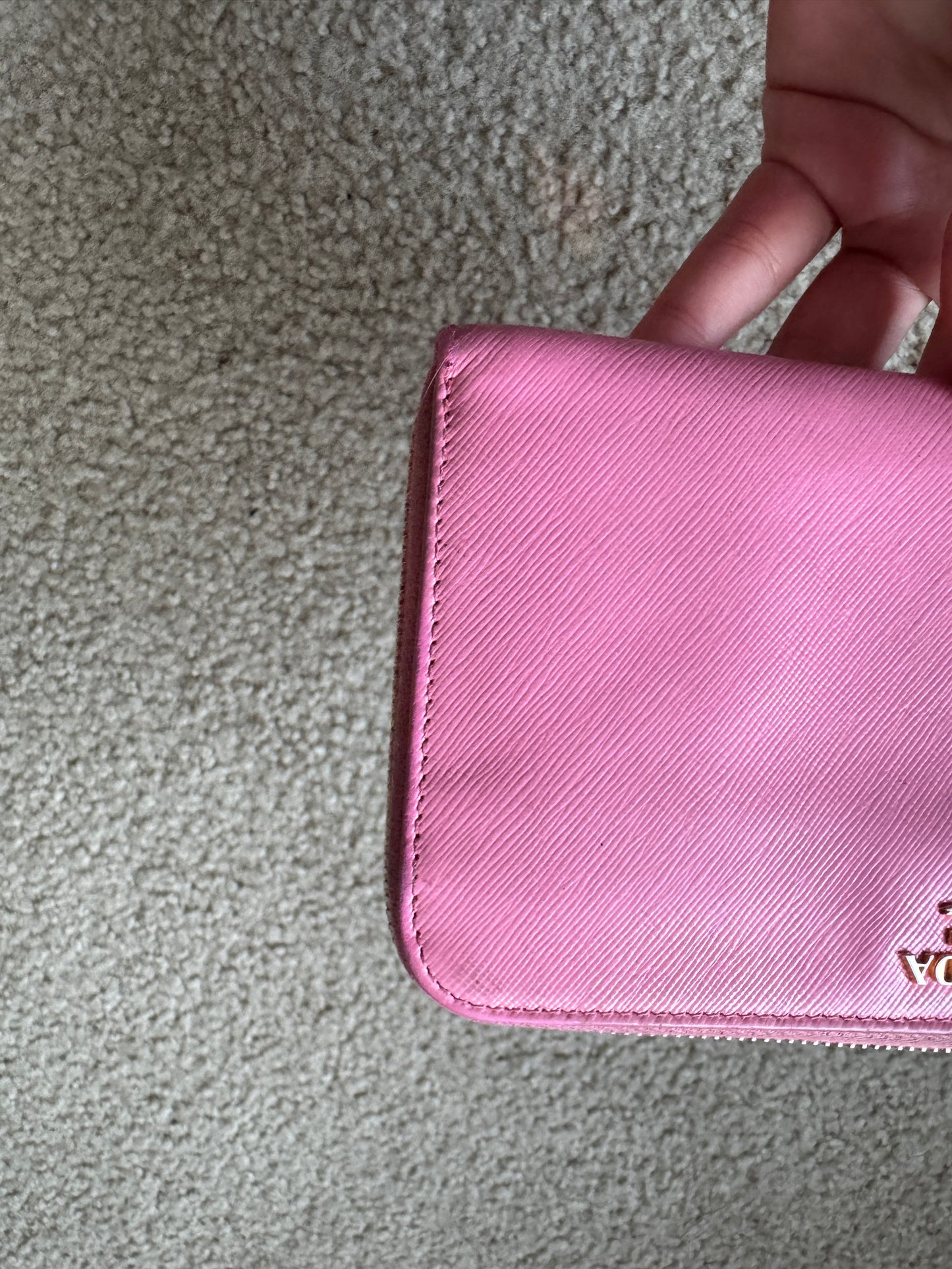 Prada saffiano zippy pink