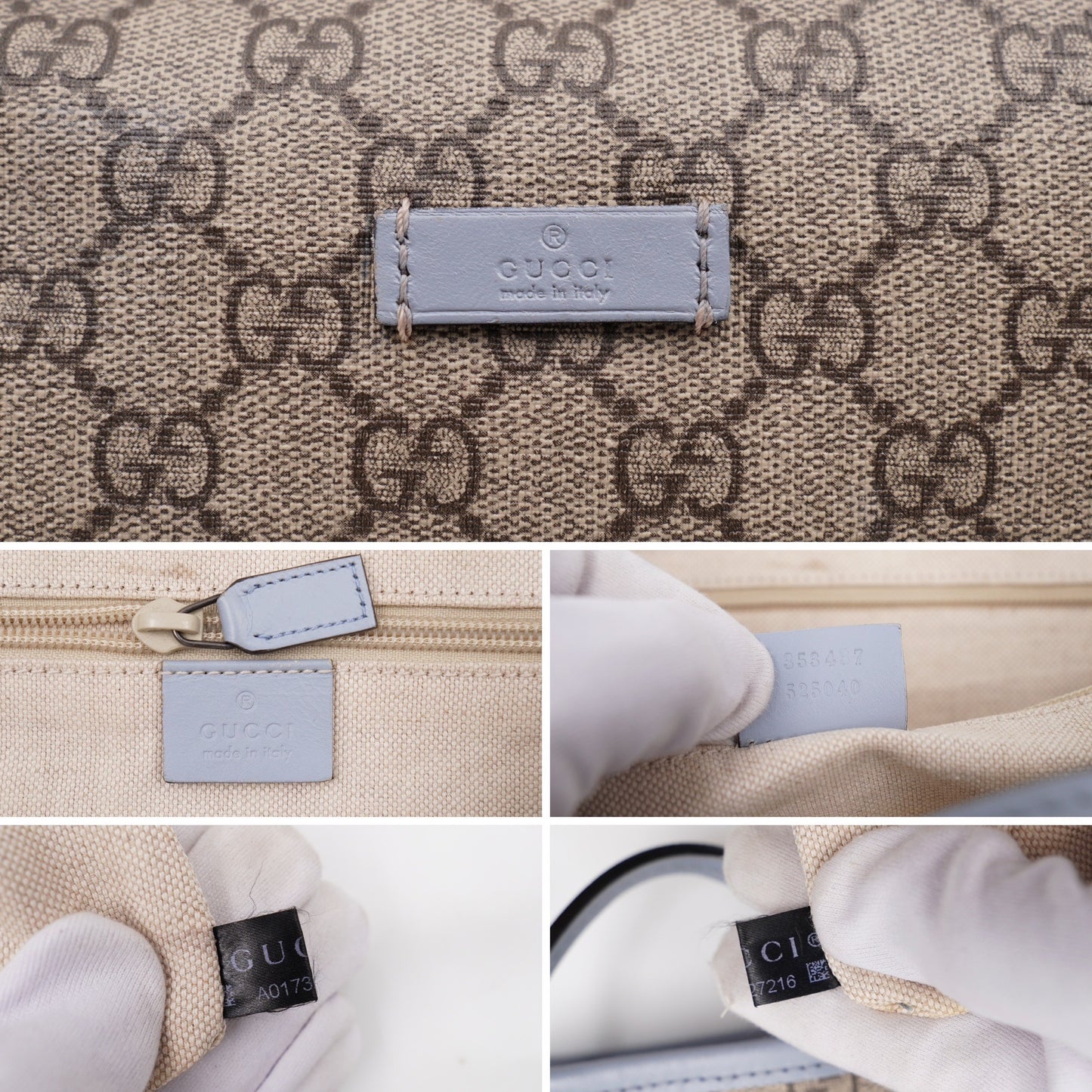 Gucci Convertible Zip Tote GG Coated Canvas with leather medium