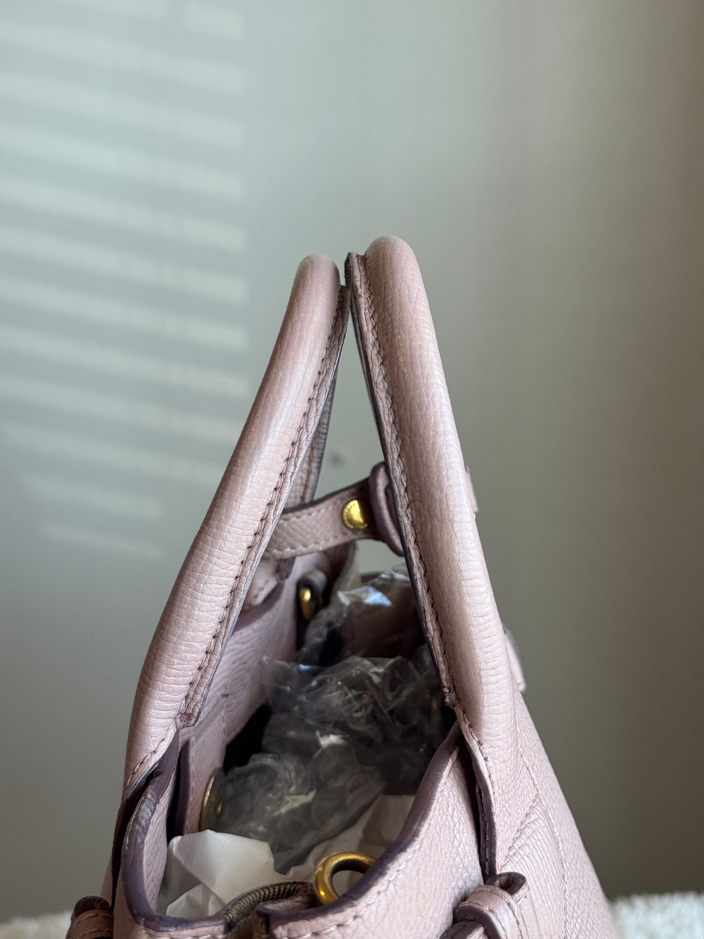 BURBERRY Banner Tote Leather and House Check canvas Small