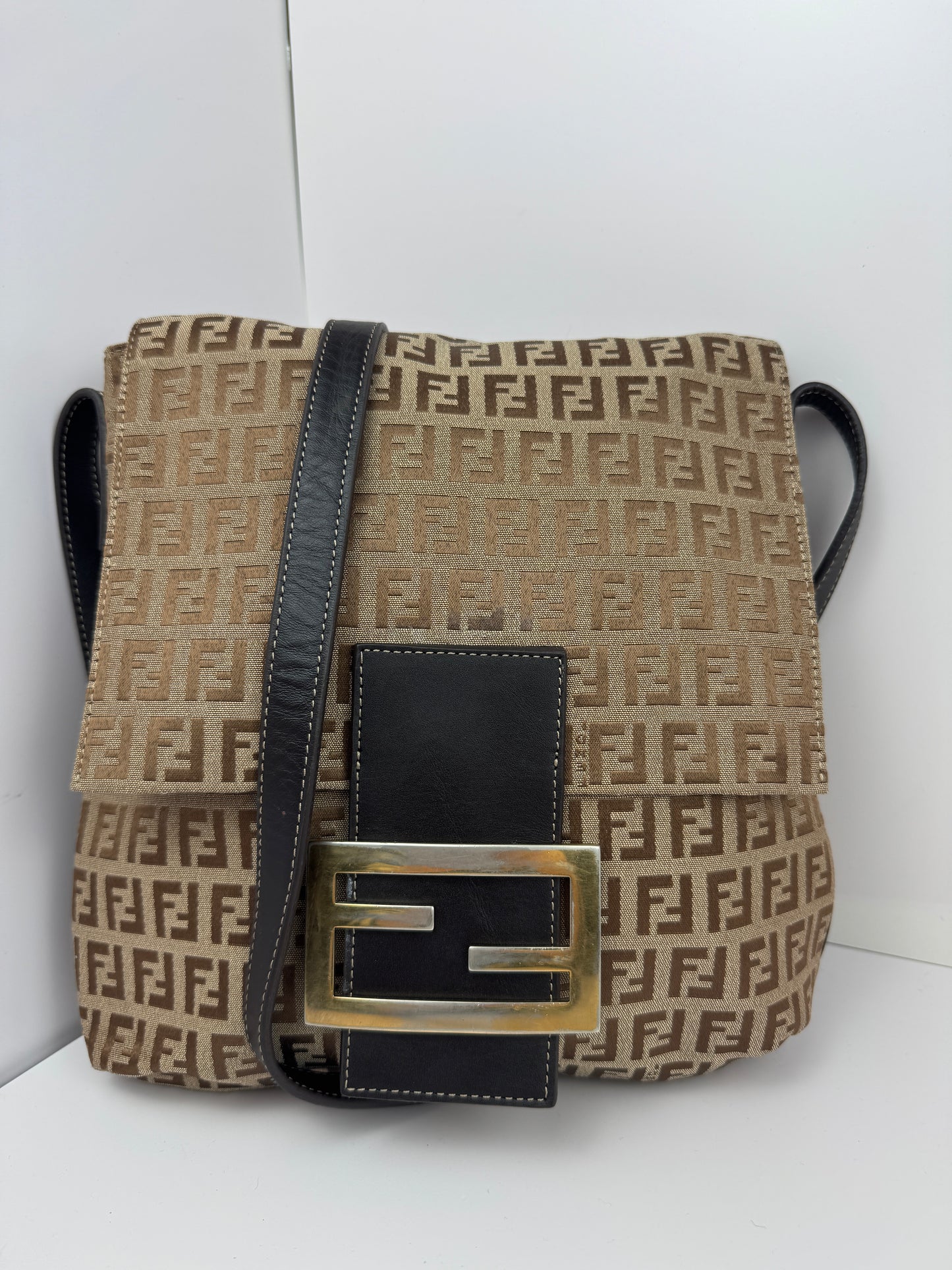 FENDI FF Monogram Crossbody Brown Bag