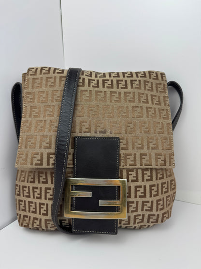 FENDI FF Monogram Crossbody Brown Bag