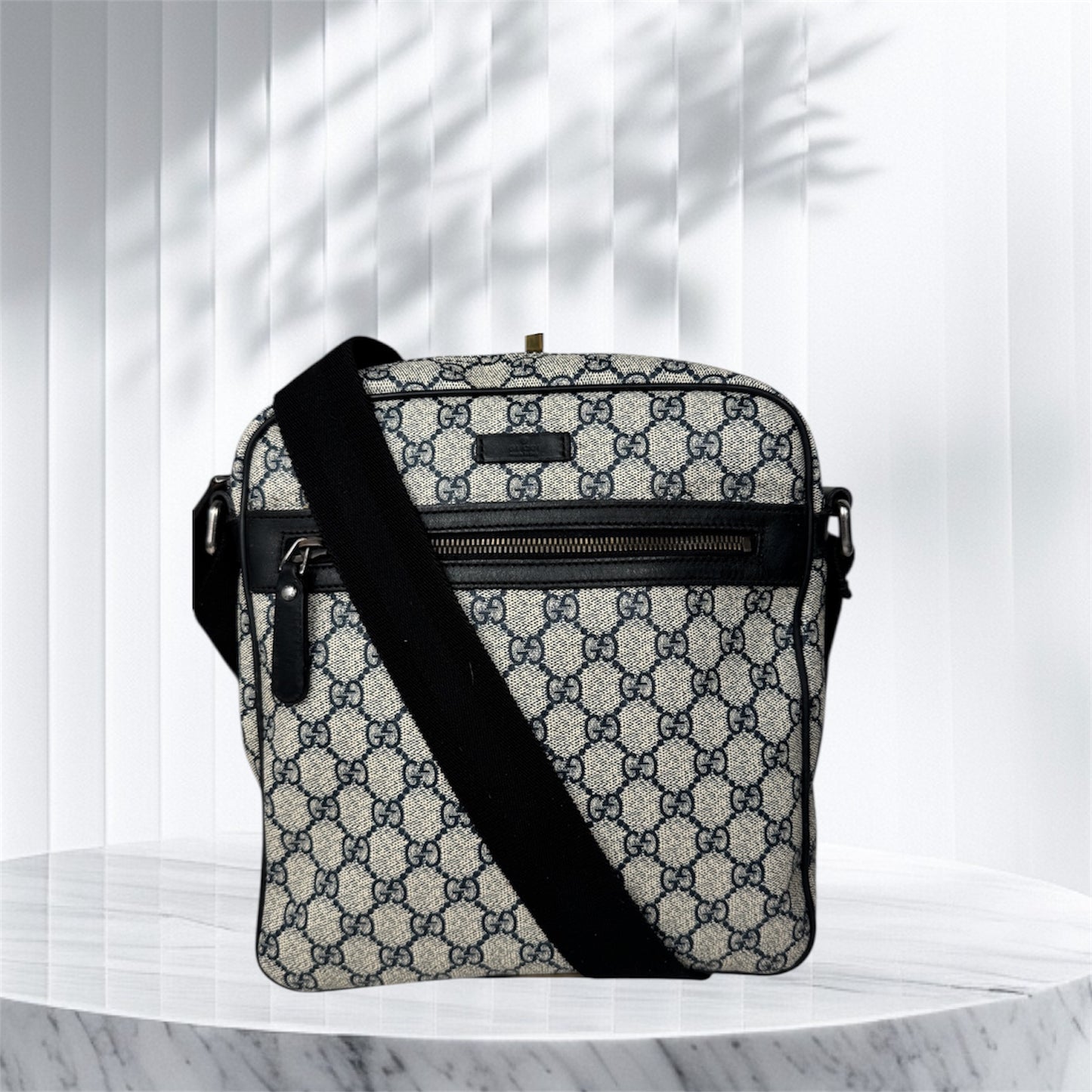 Gucci Front Zip Messenger Navy