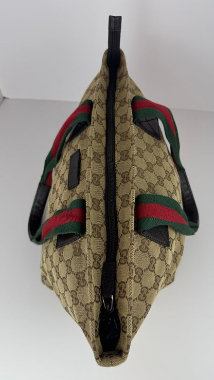 Gucci Web Zip Tote GG Canvas