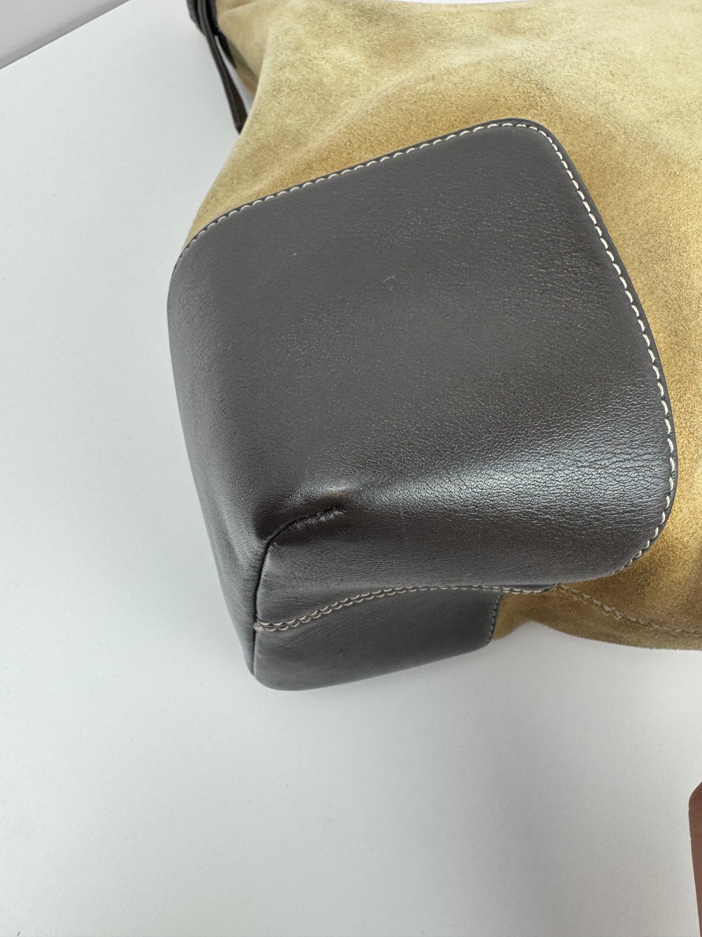 Loewe Anagram Shoulder Suede Leather Bag