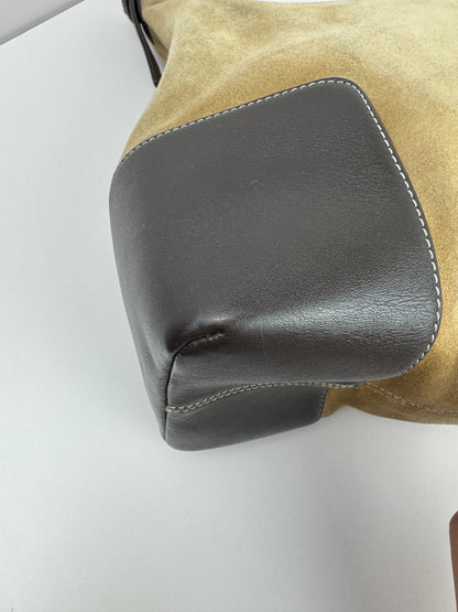 Loewe Anagram Shoulder Suede Leather Bag