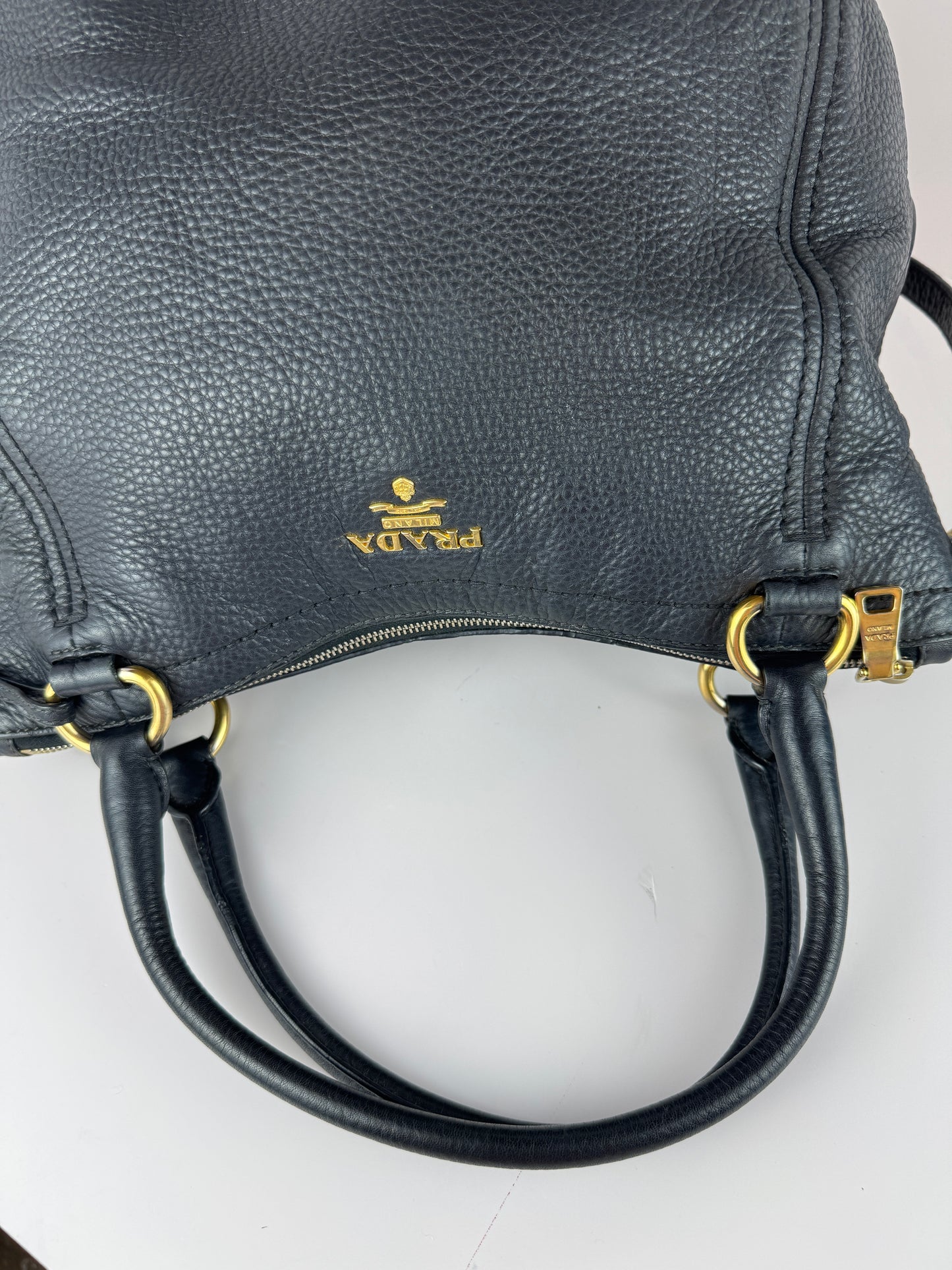 Prada Vitello Daino Zip Tote Nero Black