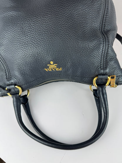 Prada Vitello Daino Zip Tote Nero Black