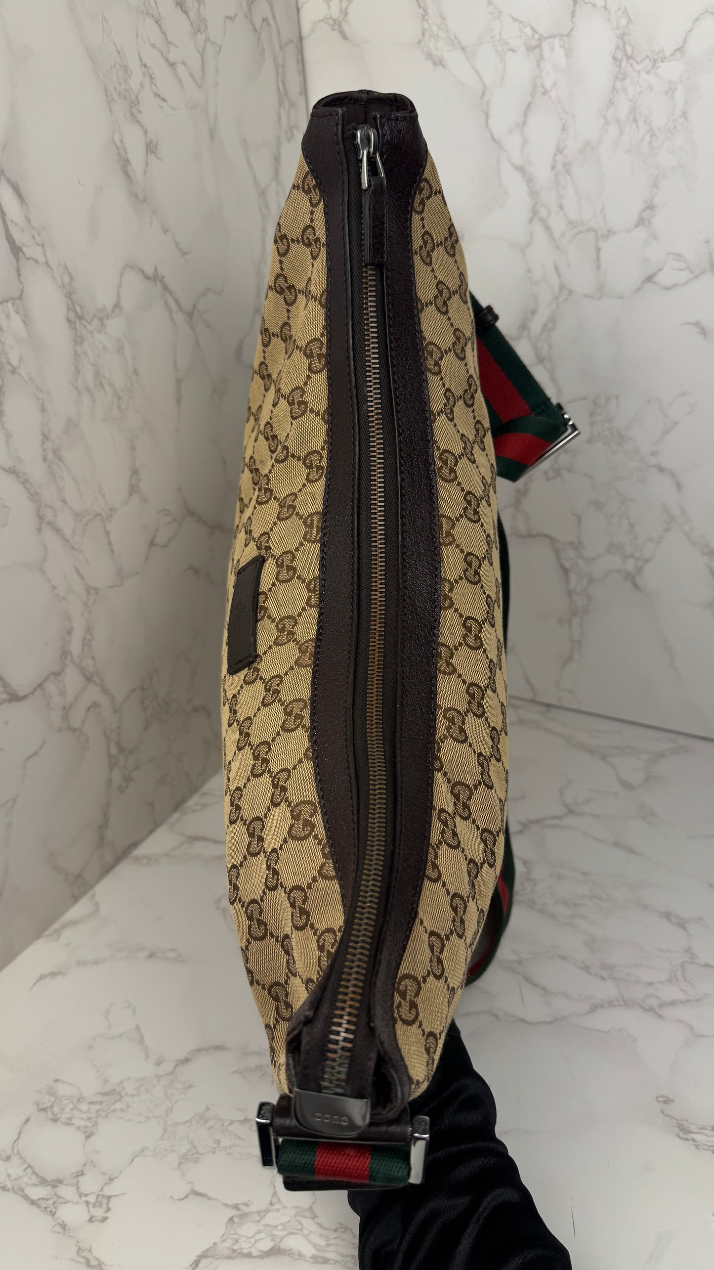 Gucci Half Moon Saddle Zip Crossbody GG Canvas Large