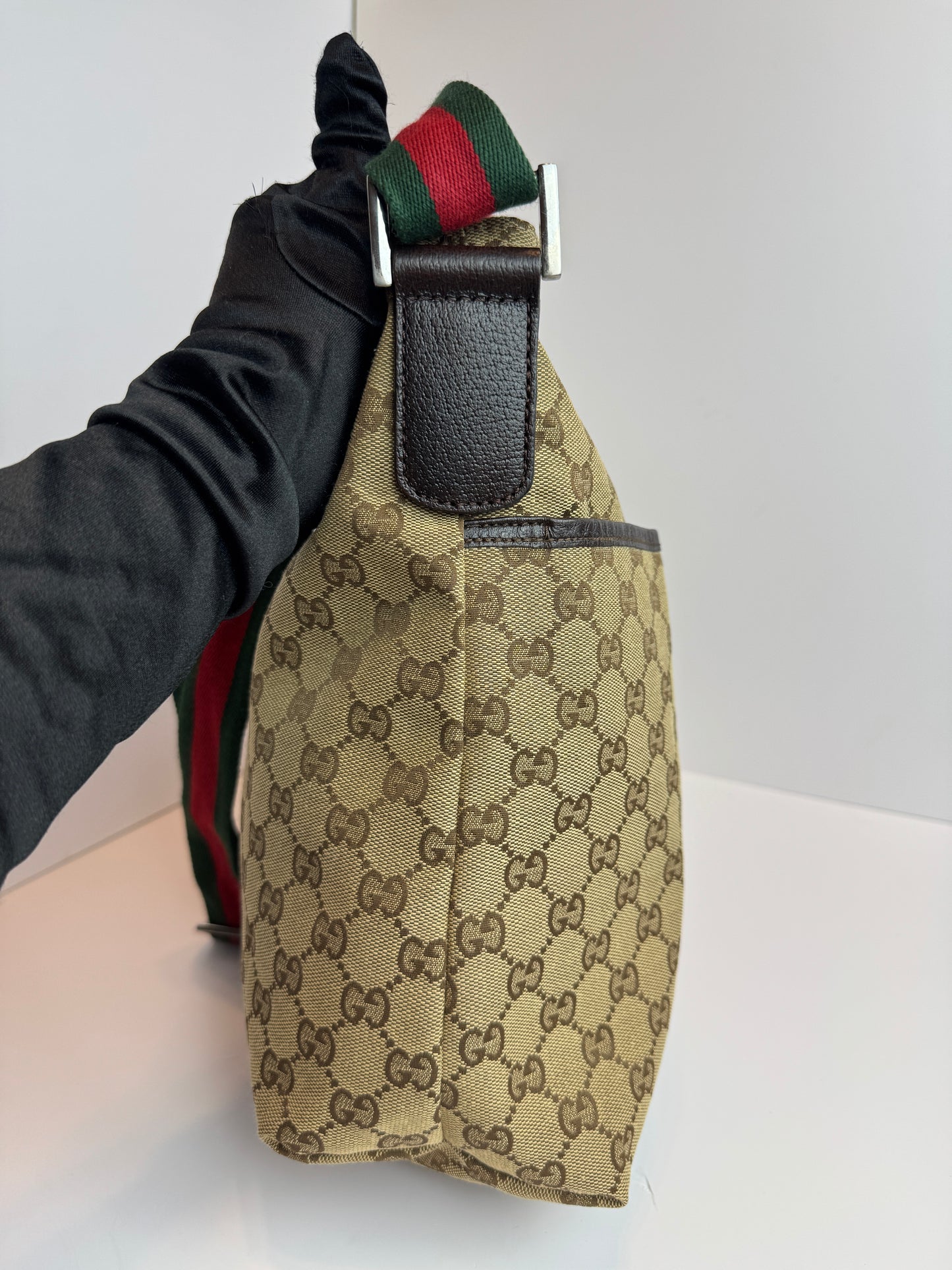 GUCCI Web Stripe GG Canvas Brown