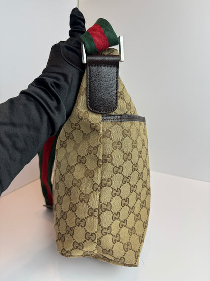 GUCCI Web Stripe GG Canvas Brown