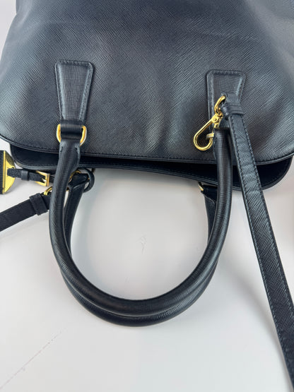 Prada Vernice Medium Open Promenade tote Navy Black