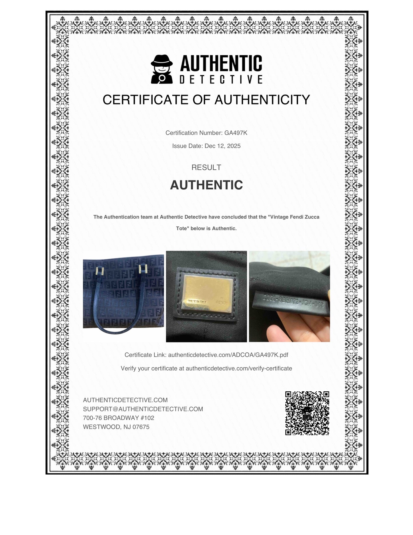 FENDI Vintage Shopping Tote Zucchino Canvas Small