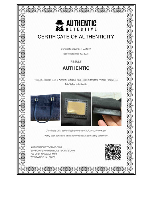 FENDI Vintage Shopping Tote Zucchino Canvas Small