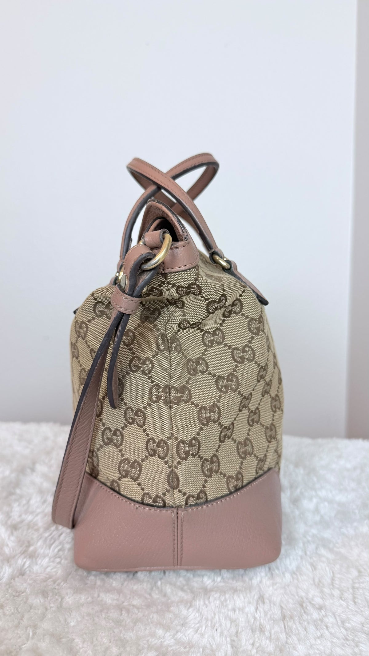 GUCCI Bree Top Handle GG Canvas Pink