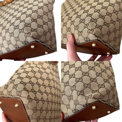 Gucci GG Canvas Top Handle Bamboo Brown