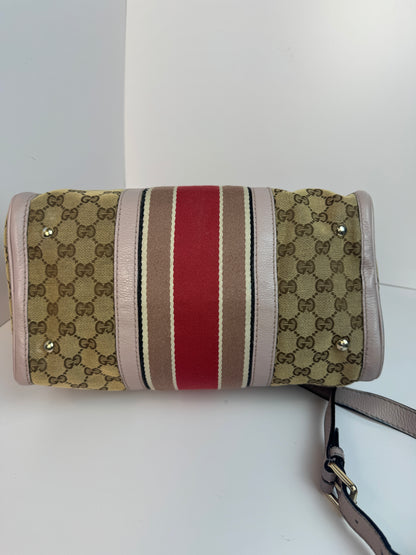 Gucci Web Stripe Boston Pink With Strap