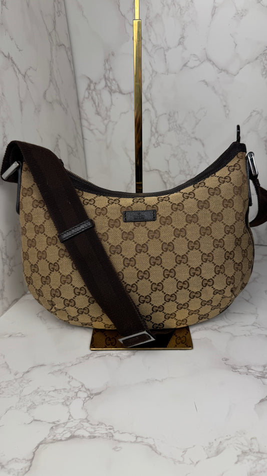 Gucci Half Moon Saddle Crossbody Brown