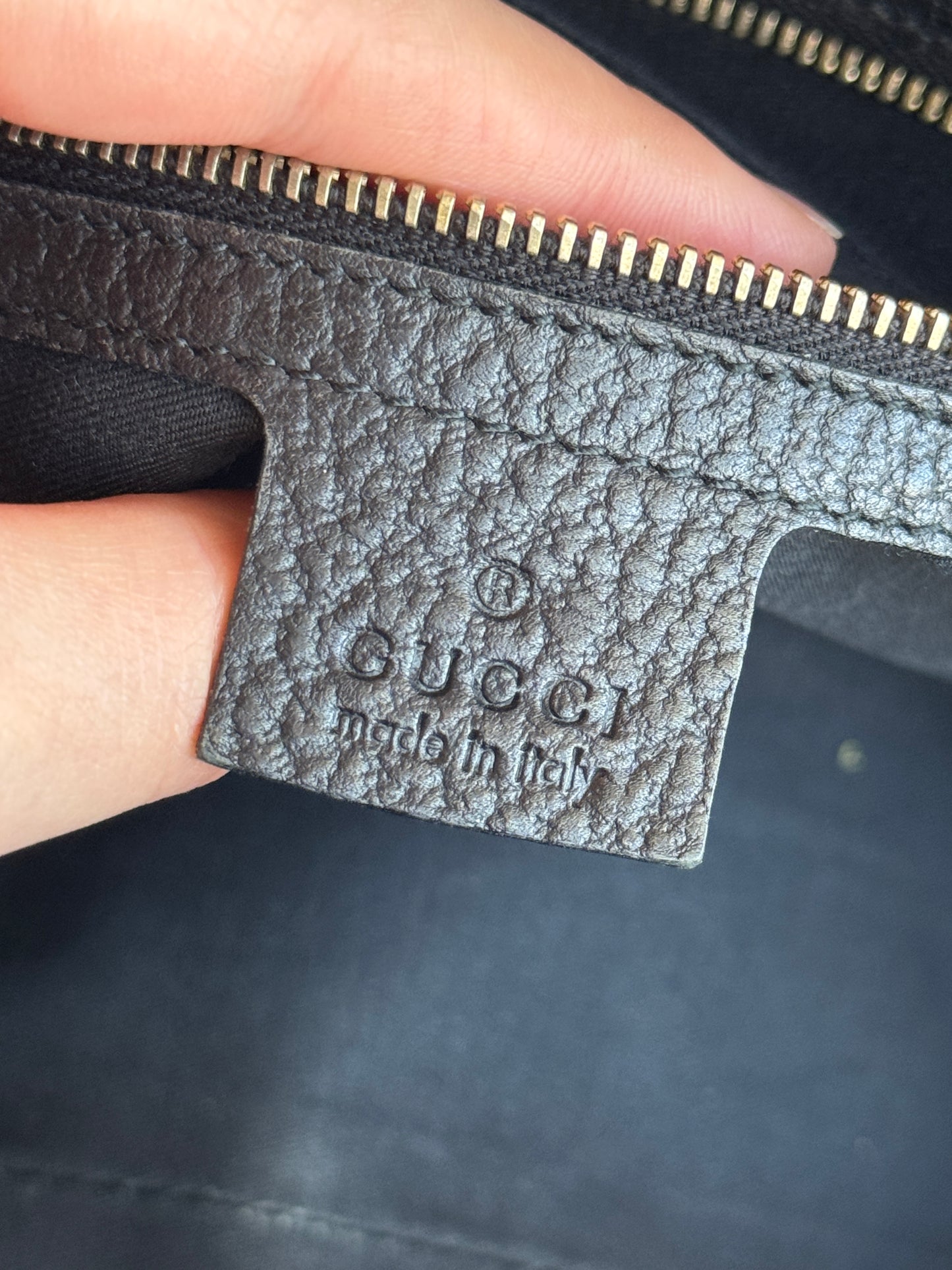 Gucci Web Pebbed Leather Blonde Bowler