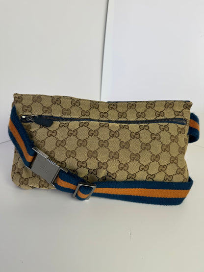 GUCCI Web Belt bag GG Canvas Navy Blue