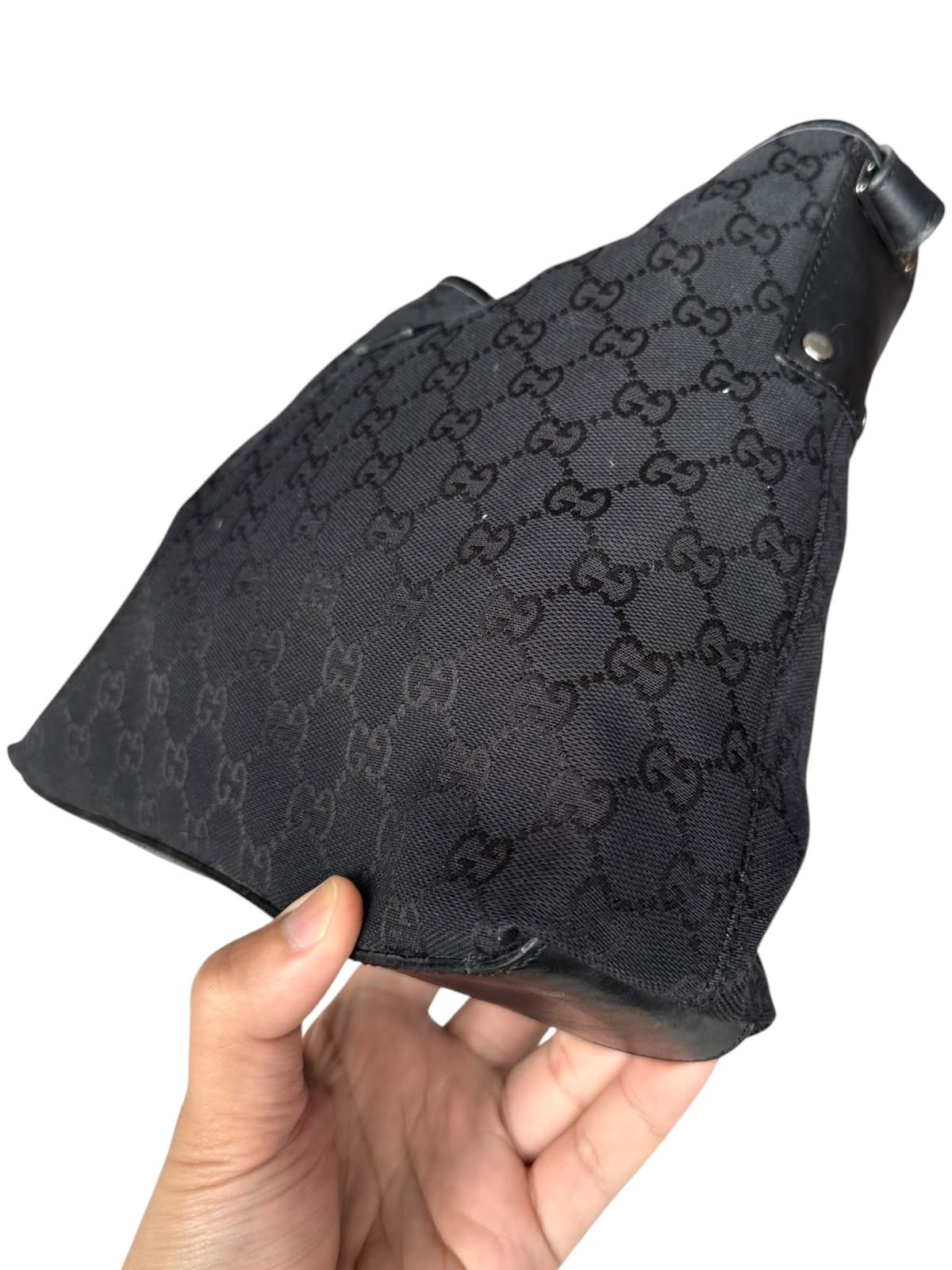 Gucci Piston Lock Shoulder bag GG Canvas Black