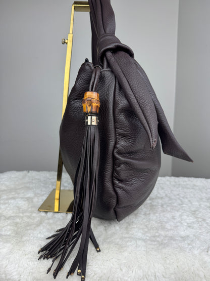 GUCCI bamboo hobo leather brown