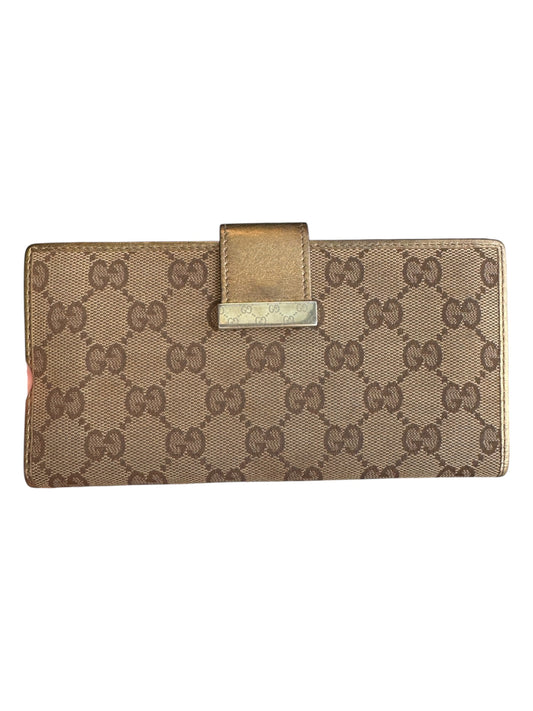 WA7👛 Gucci long wallet GG Canvas gold (COA included) retail $885