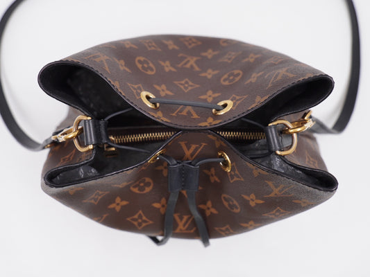 Louis Vuitton Noé BB / Shoulder Bucket Bag – Monogram Canvas with Black Leather Trim