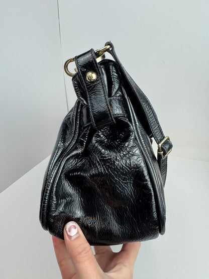 FENDI Patent Fly Shoulder Bag Black