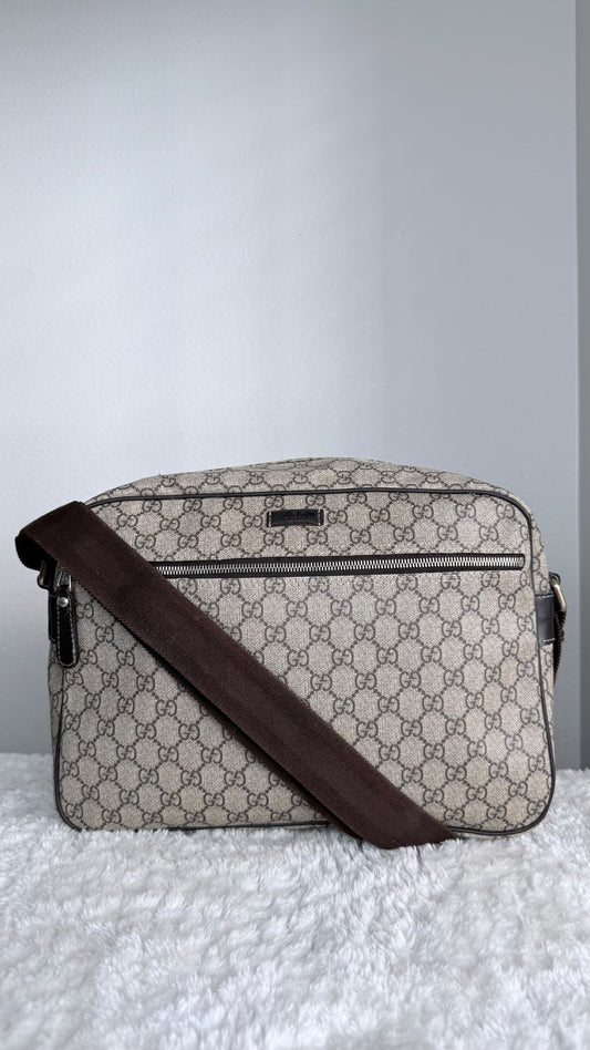 GUCCI Front Zip Camera GG Coated Canvas Large