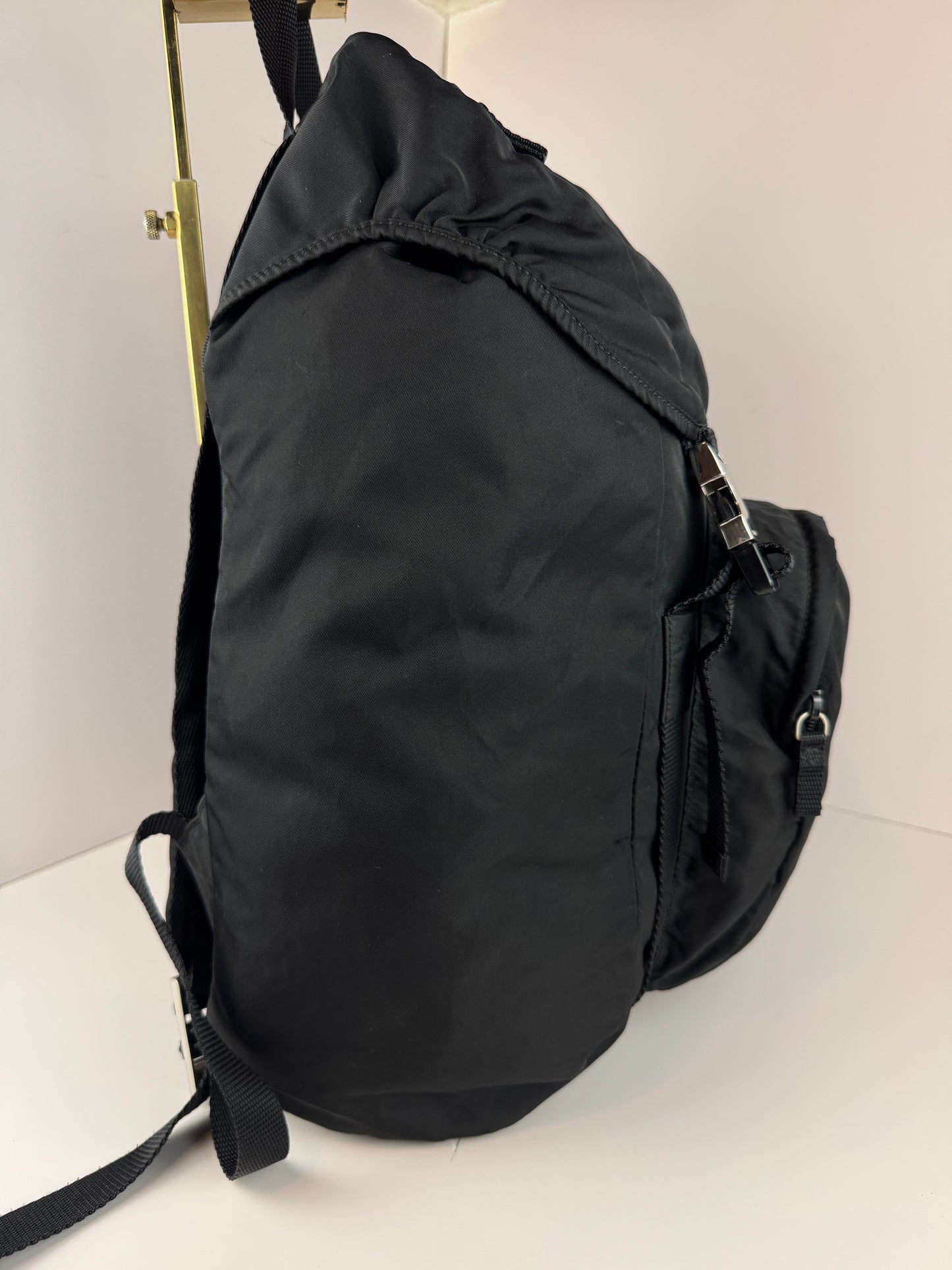 PRADA Tessuto Nylon Montagna Double Buckle Backpack Black