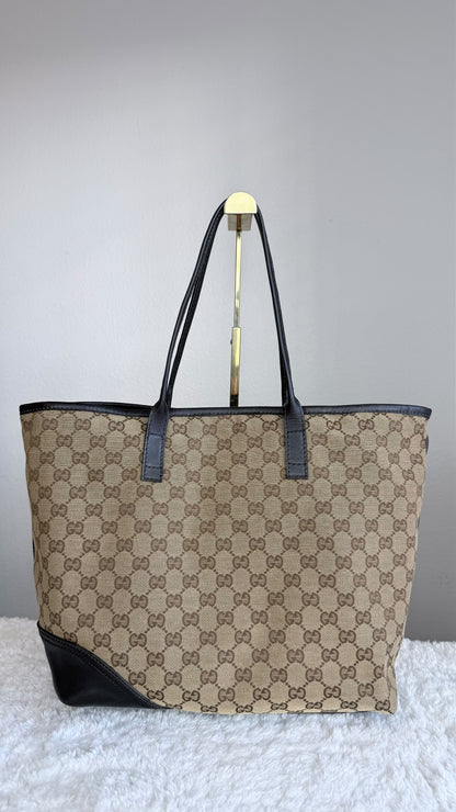 GUCCI New Britt Tote GG Canvas Dark brown Bag