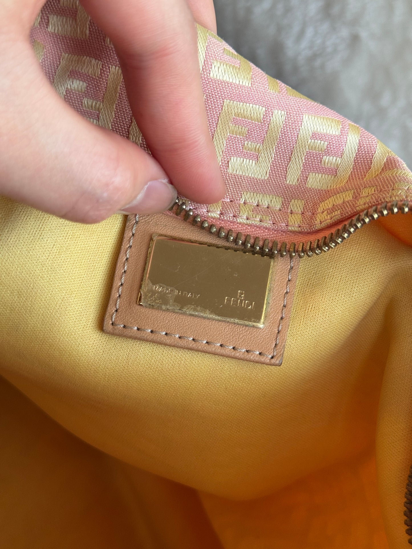 FENDI Zucca Tote FF Canvas Pink
