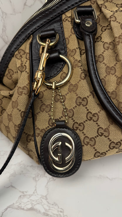 Gucci Sukey Boston With Strap GG Canvas Brown