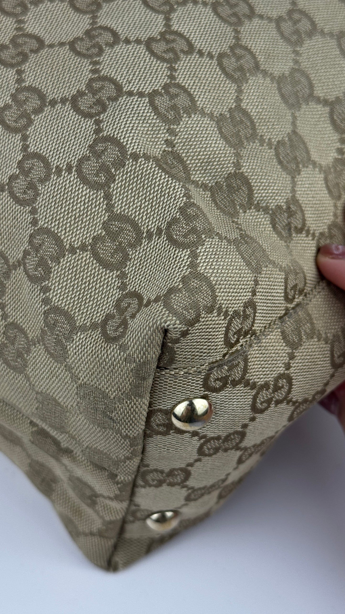 Gucci Beige GG Canvas Horsebit Tassel Hobo