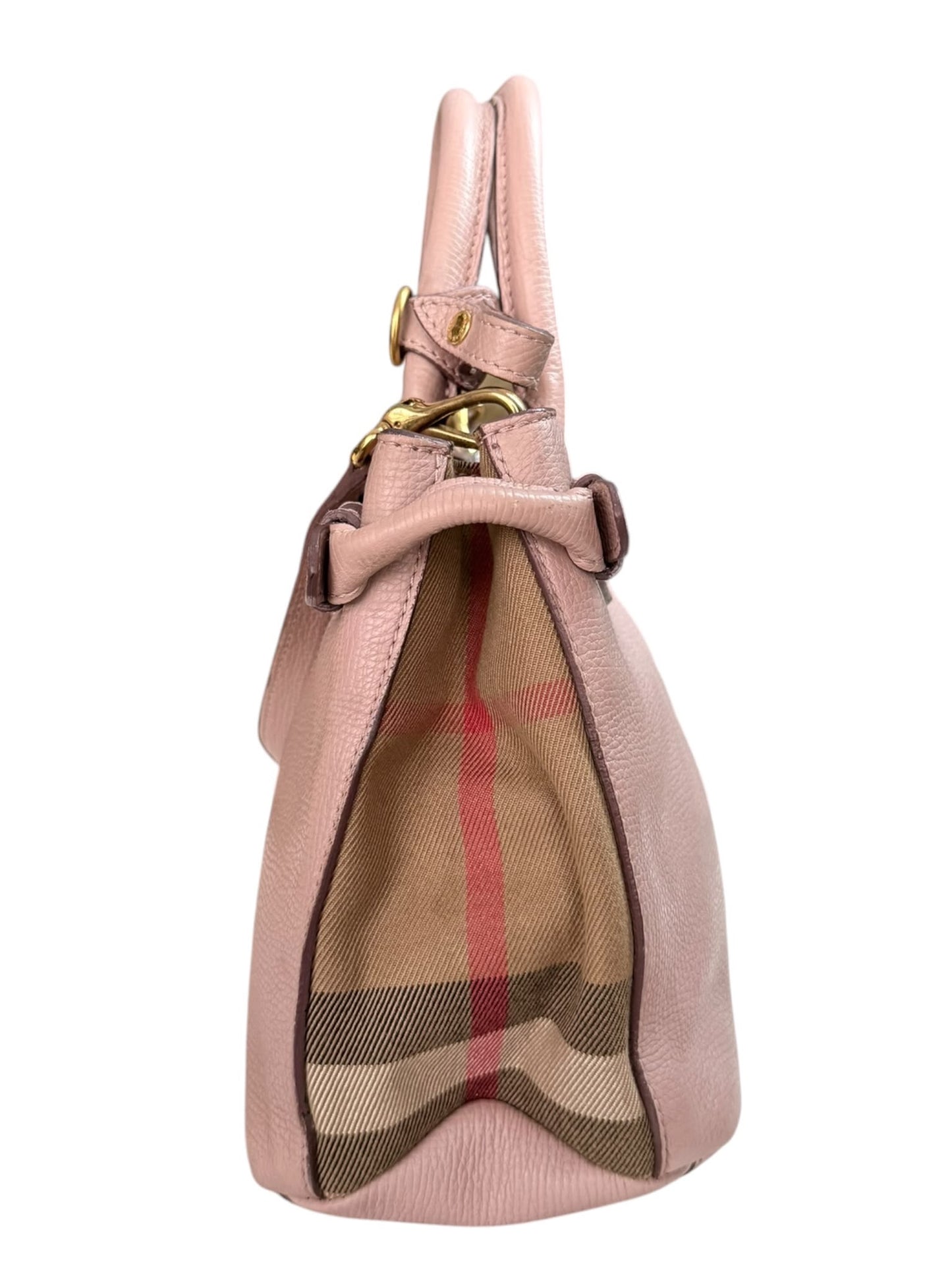 Burberry banner tote leather and house check Canvas small